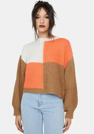 Autumn Love Colorblock Knit Sweater