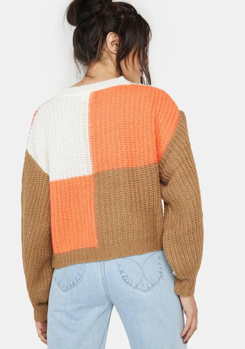 Autumn Love Colorblock Knit Sweater