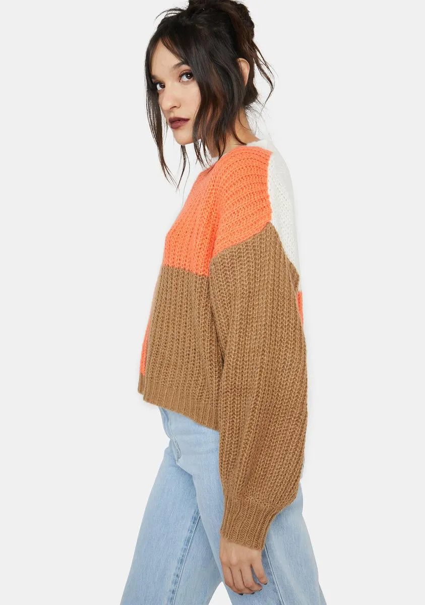 Autumn Love Colorblock Knit Sweater