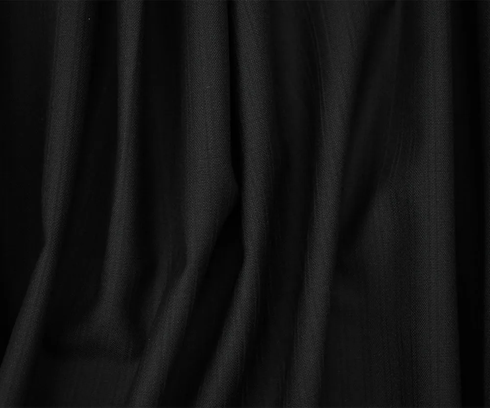 Black Tropical Wool Stripe Woven Shirting Fabric