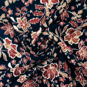 Blue-Red-Multi Floral Printed Poly Momie Georgette Woven Fabric