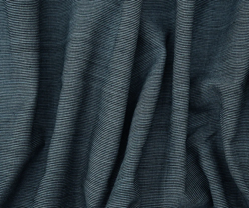 Blue-White Polyester Wool Striped Pattern Shirting Fabric