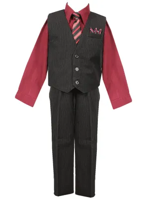 Boys Multi Color Shirt Necktie Striped Pants Vest Christmas Suit 2-20