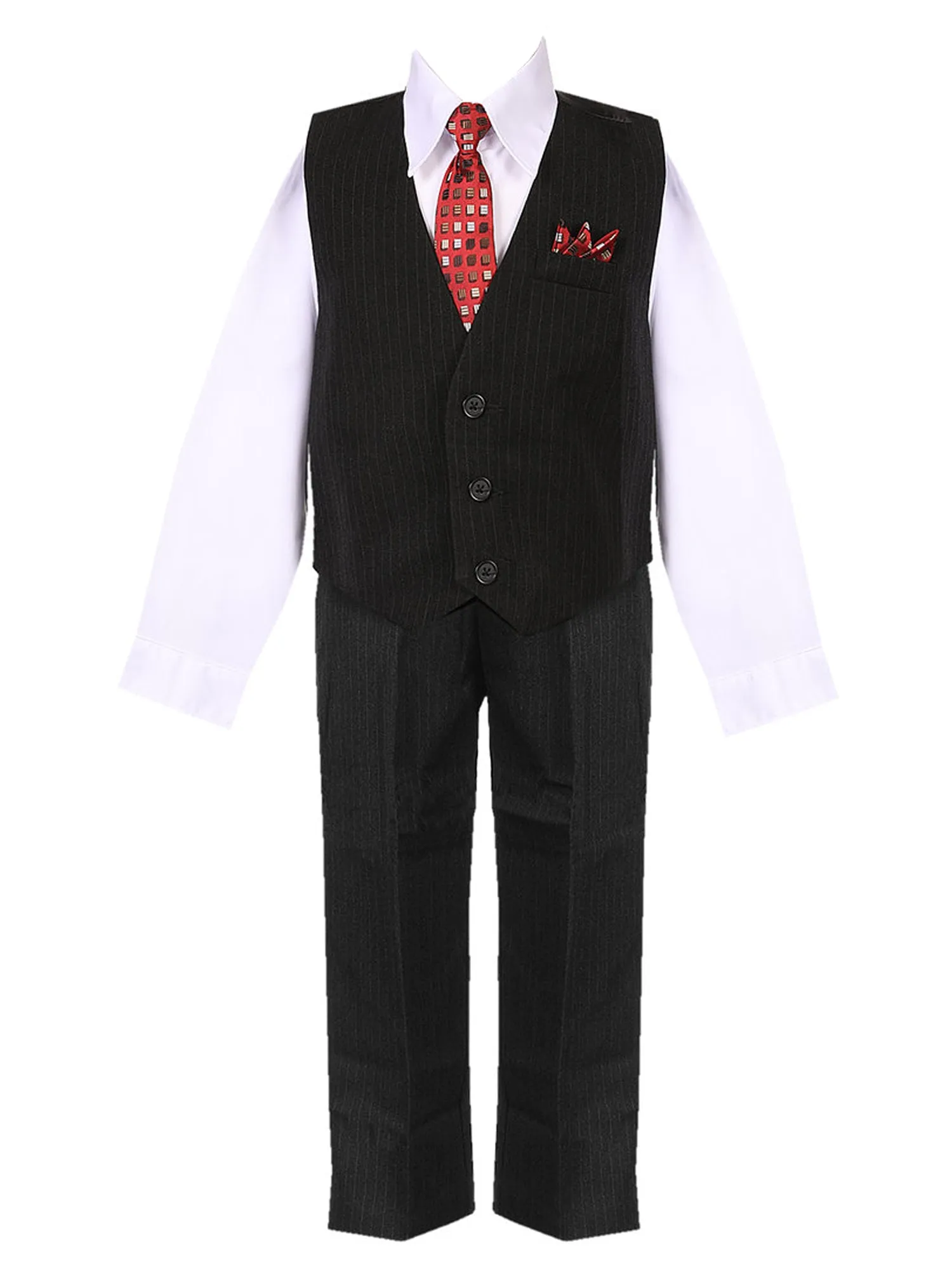 Boys Multi Color Shirt Necktie Striped Pants Vest Christmas Suit 2-20