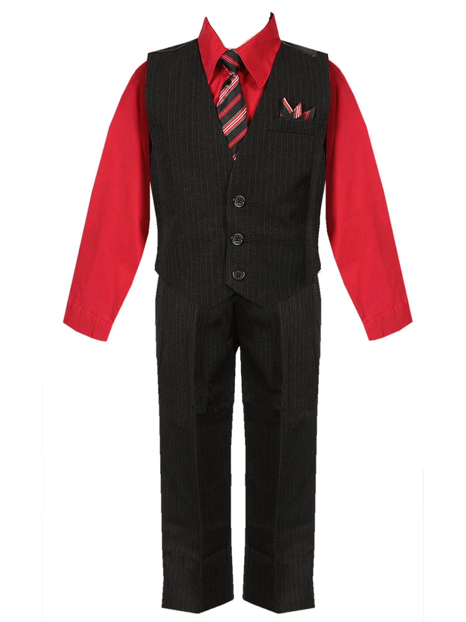 Boys Multi Color Shirt Necktie Striped Pants Vest Christmas Suit 2-20