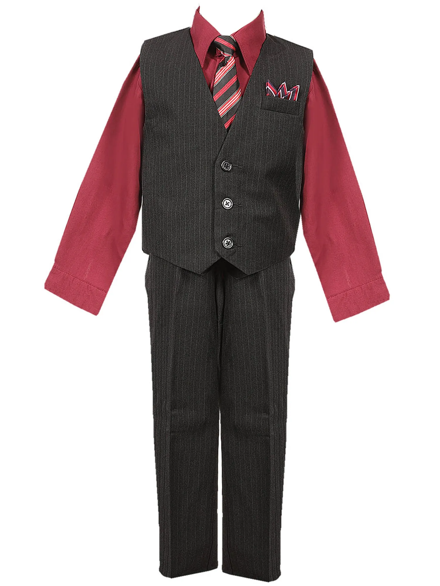 Boys Multi Color Shirt Necktie Striped Pants Vest Christmas Suit 2-20