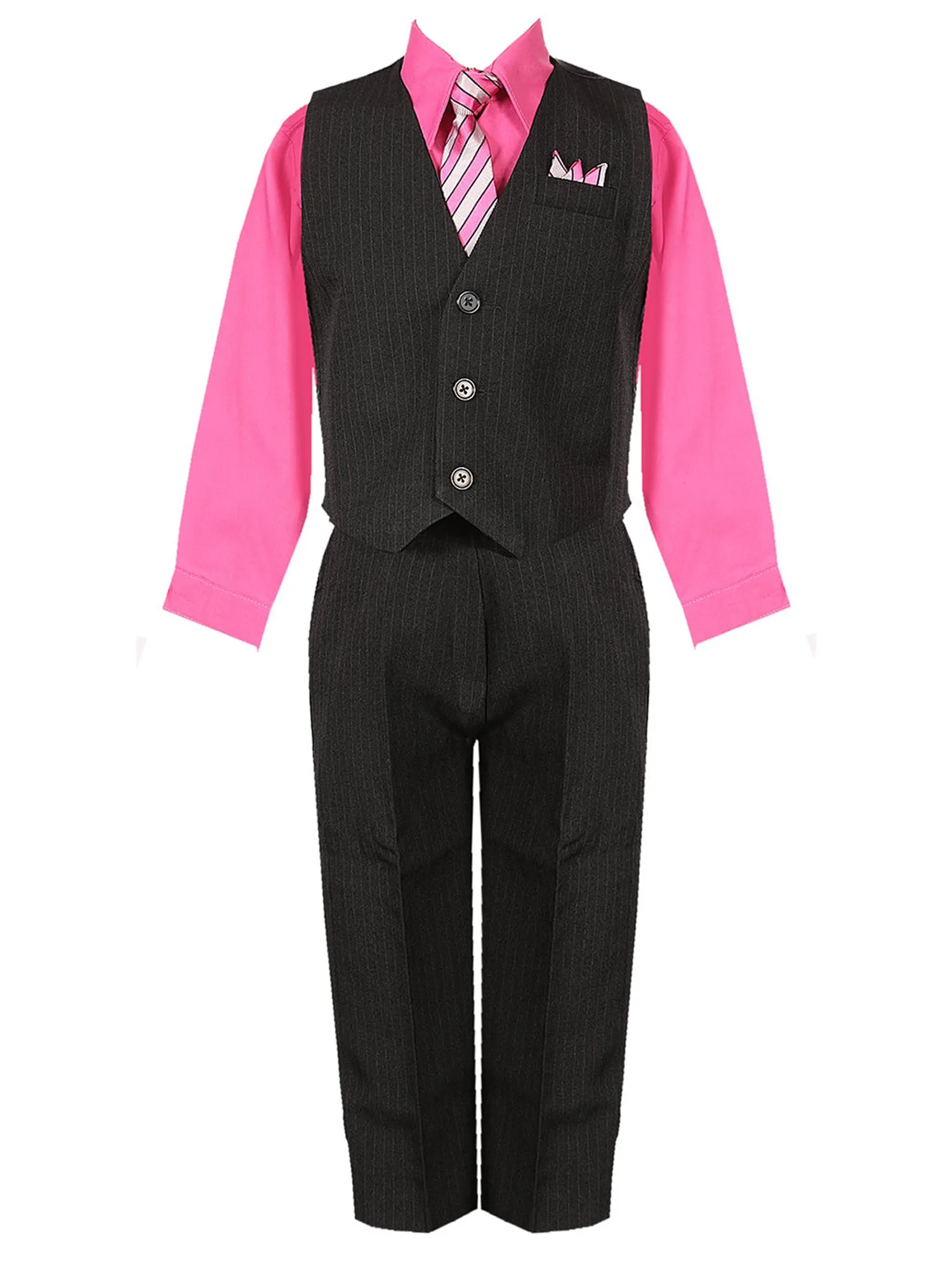 Boys Multi Color Shirt Necktie Striped Pants Vest Christmas Suit 2-20