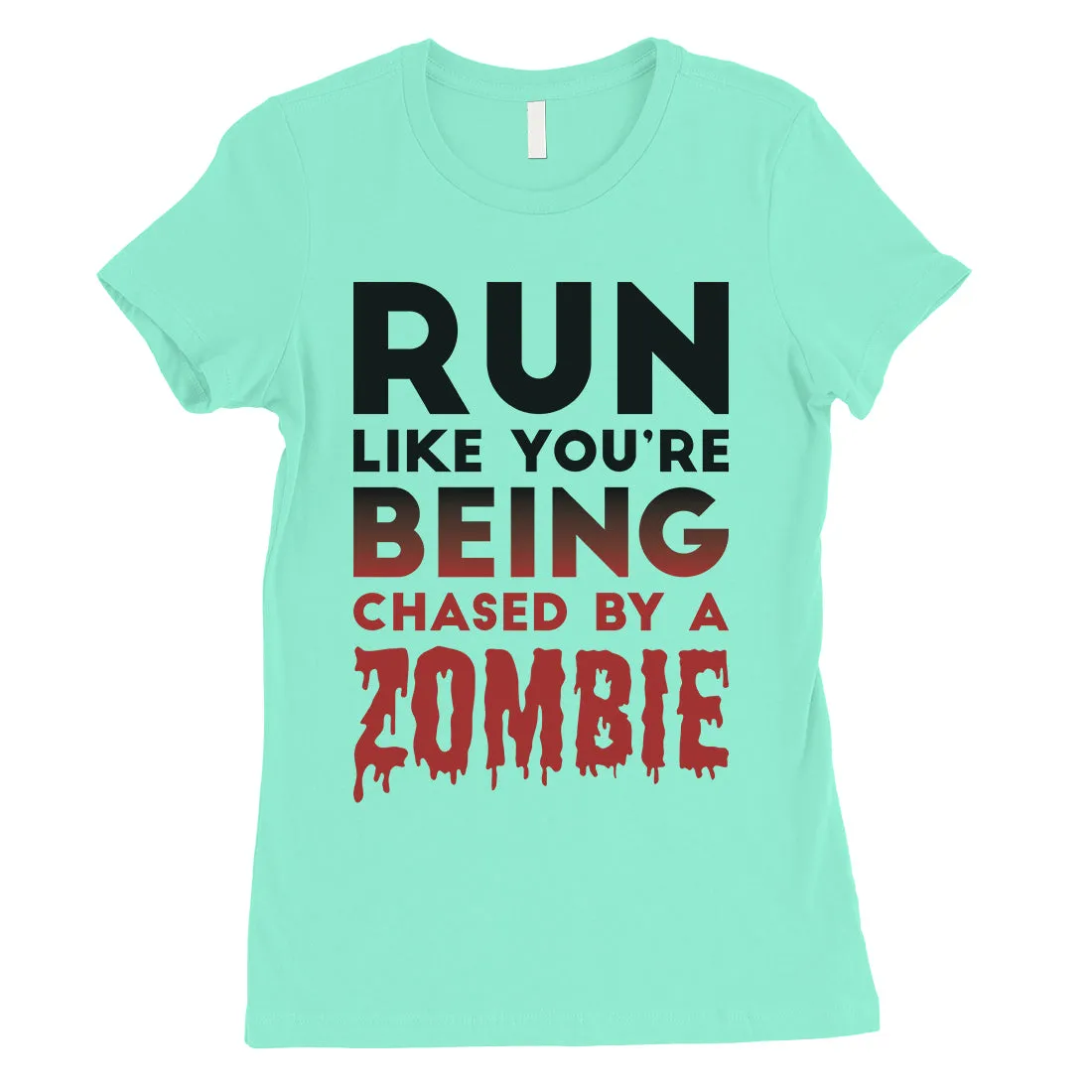 Chased By Zombie Womens Scared Funny Great Perfect T-Shirt Gag Gift