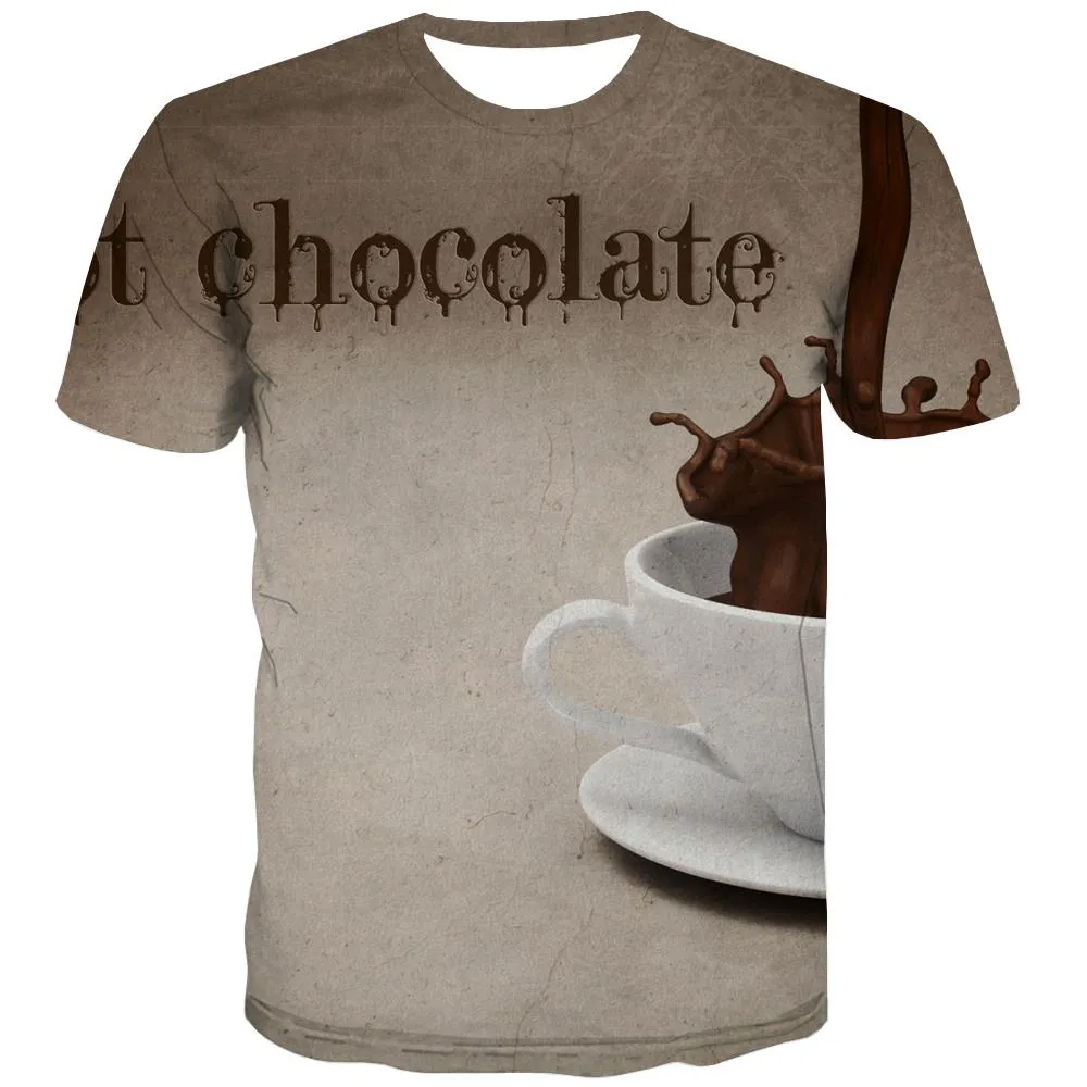 Chocolate T shirts Men Brown Tshirts Novelty Delicious Tshirts Casual Bitter T-shirts Graphic