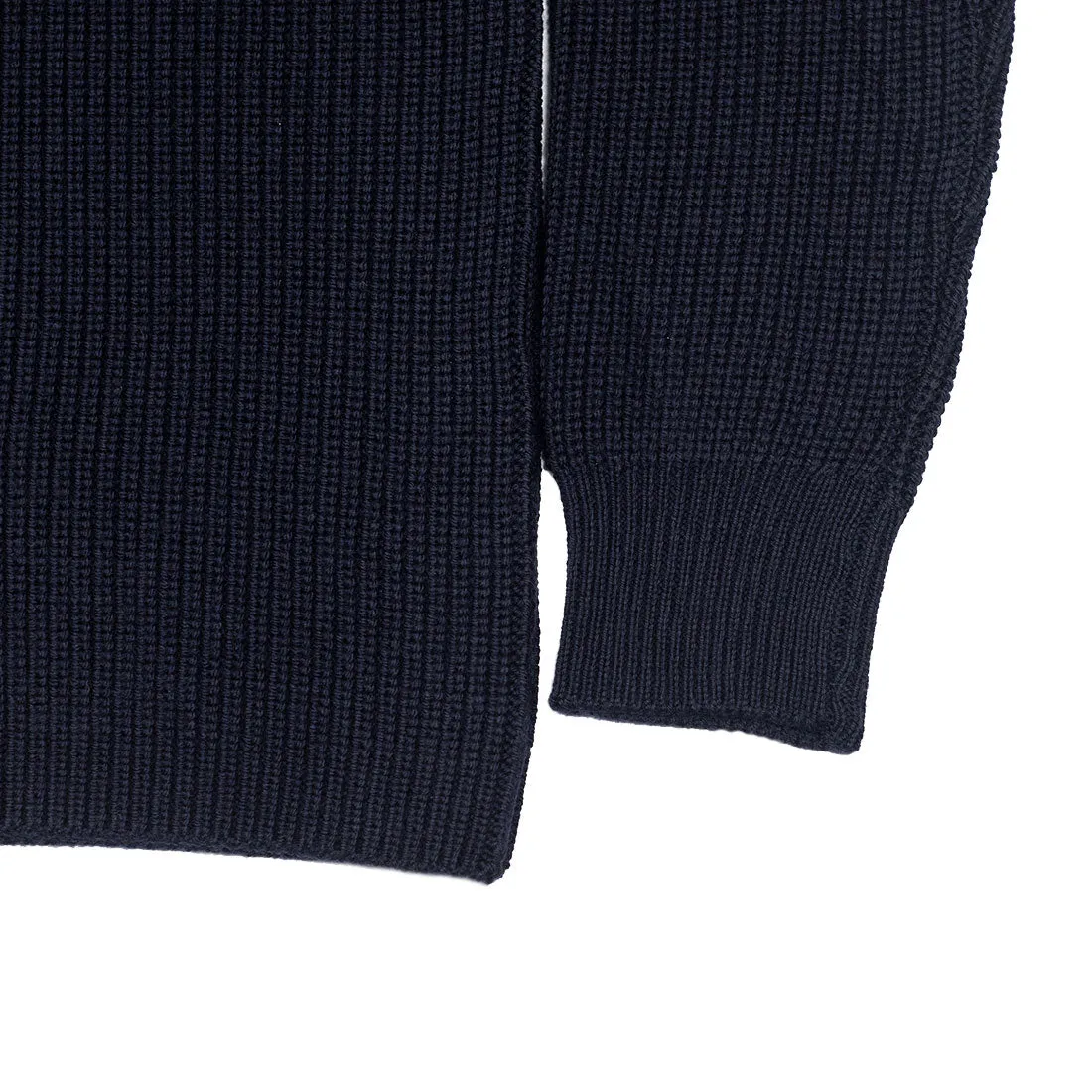 Chunky crewneck sweater in navy blue merino wool