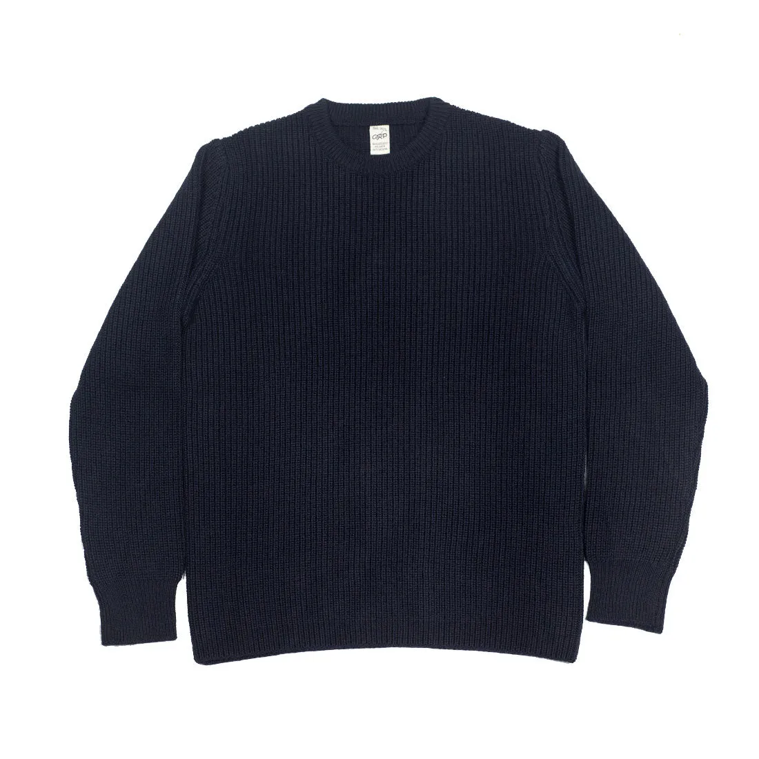 Chunky crewneck sweater in navy blue merino wool