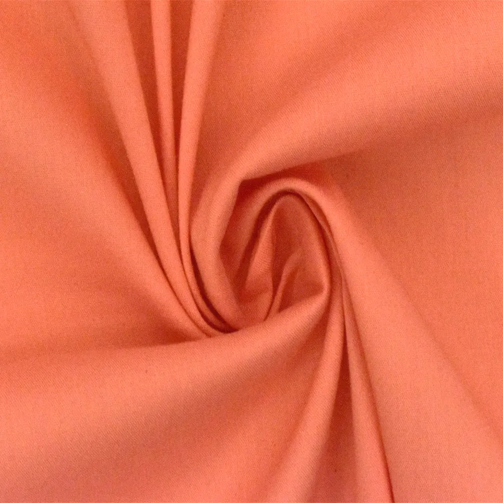 Electric Orange Solid Stretch Cotton Blend Broadcloth Woven Fabric