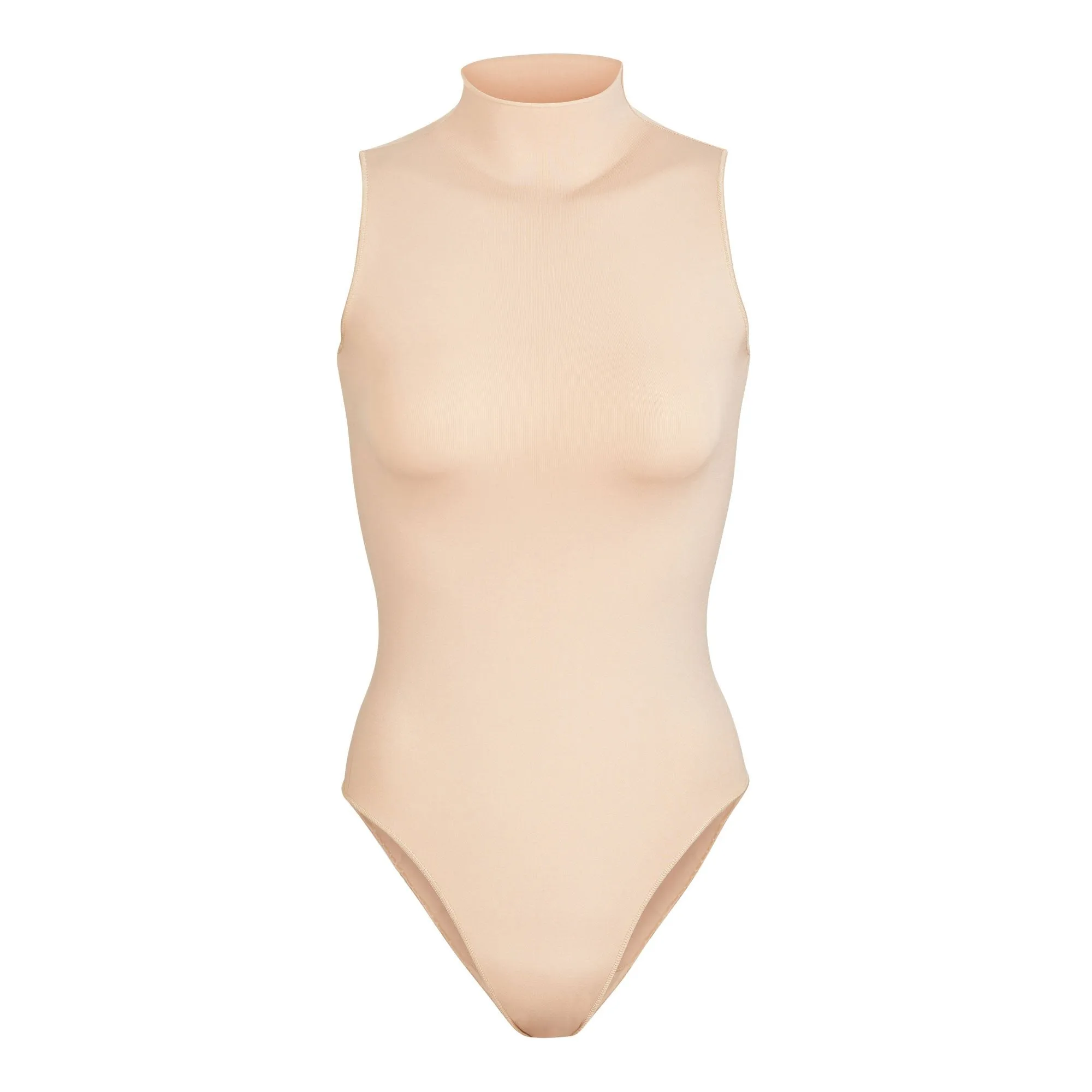 ESSENTIAL MOCK NECK SLEEVELESS BODYSUIT | SANDSTONE