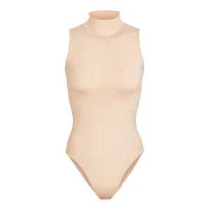 ESSENTIAL MOCK NECK SLEEVELESS BODYSUIT | SANDSTONE