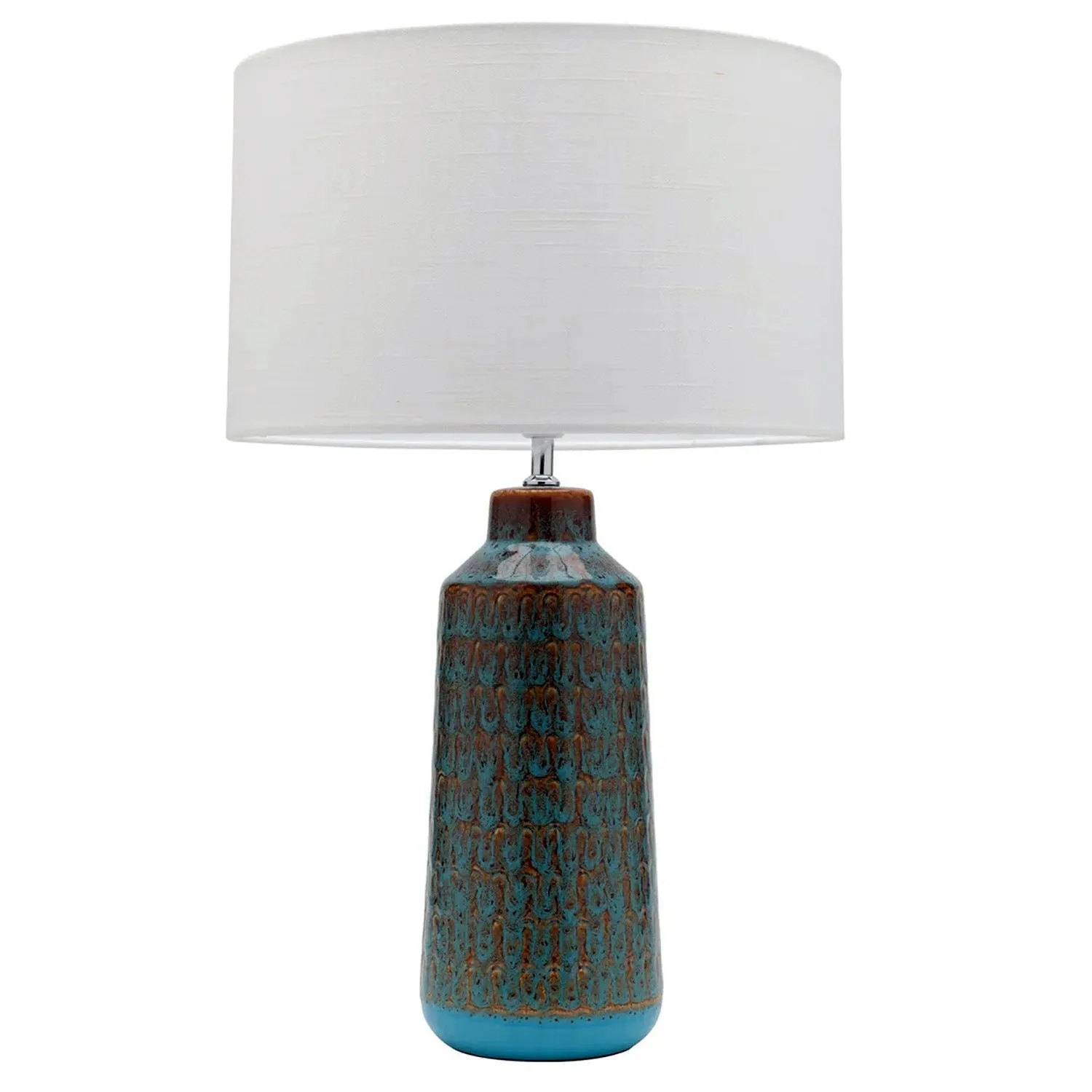 Farrow Table Lamp in Teal Ceramic w/ White Linen Shade