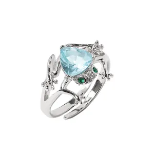 Frog Ring With Aquamarine Stone