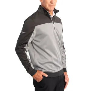 Glenmuir Douglas Quarter Zip Colour Block Performance Golf Midlayer - Light Grey Marl/ Charcoal