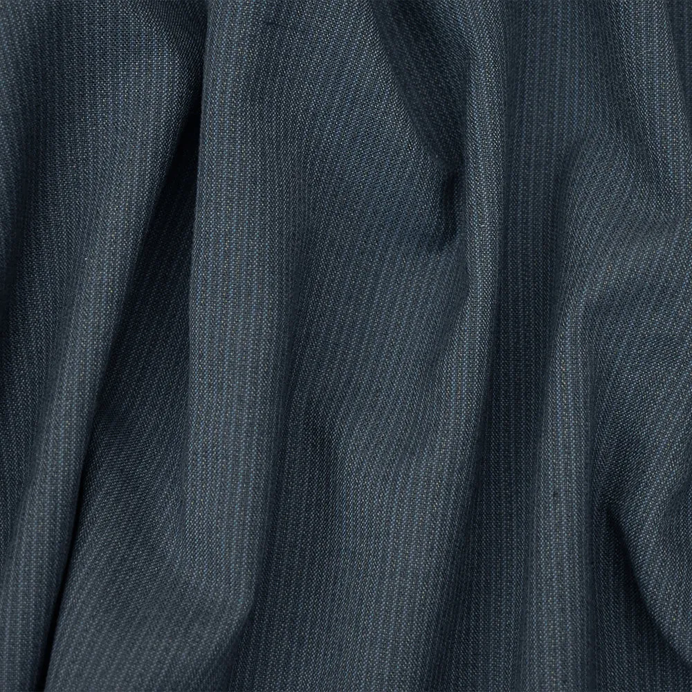 Gray-Blue-Multi Wool-Poly Stripe Texture Woven Shirting Fabric