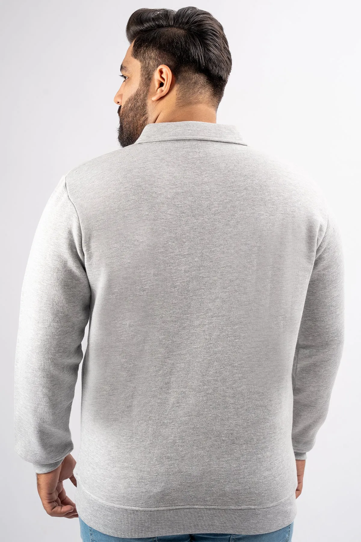 Heather Grey Quarter Zip Sweatshirt (Plus Size) - S24 - MSW096P