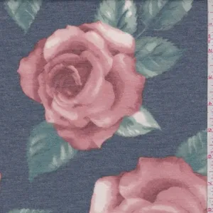 Heather Navy/Copper Rose Baby French Terry Knit Fabric