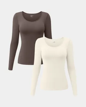 Long Sleeve Round Neck Stretch T-Shirts