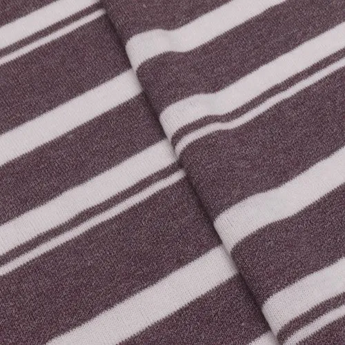 Maroon/Off-White Striped Pattern Jersey Knit Fabric