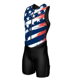 Men Us Flag Triathlon Suit