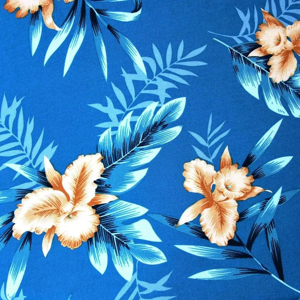 Midnight Blue Hawaiian Rayon Fabric by the Yard