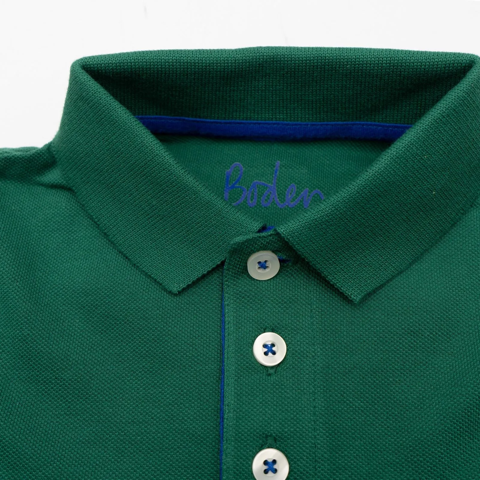 Mini Boden Boys Green Pique Casual Short Sleeve Polo Shirts