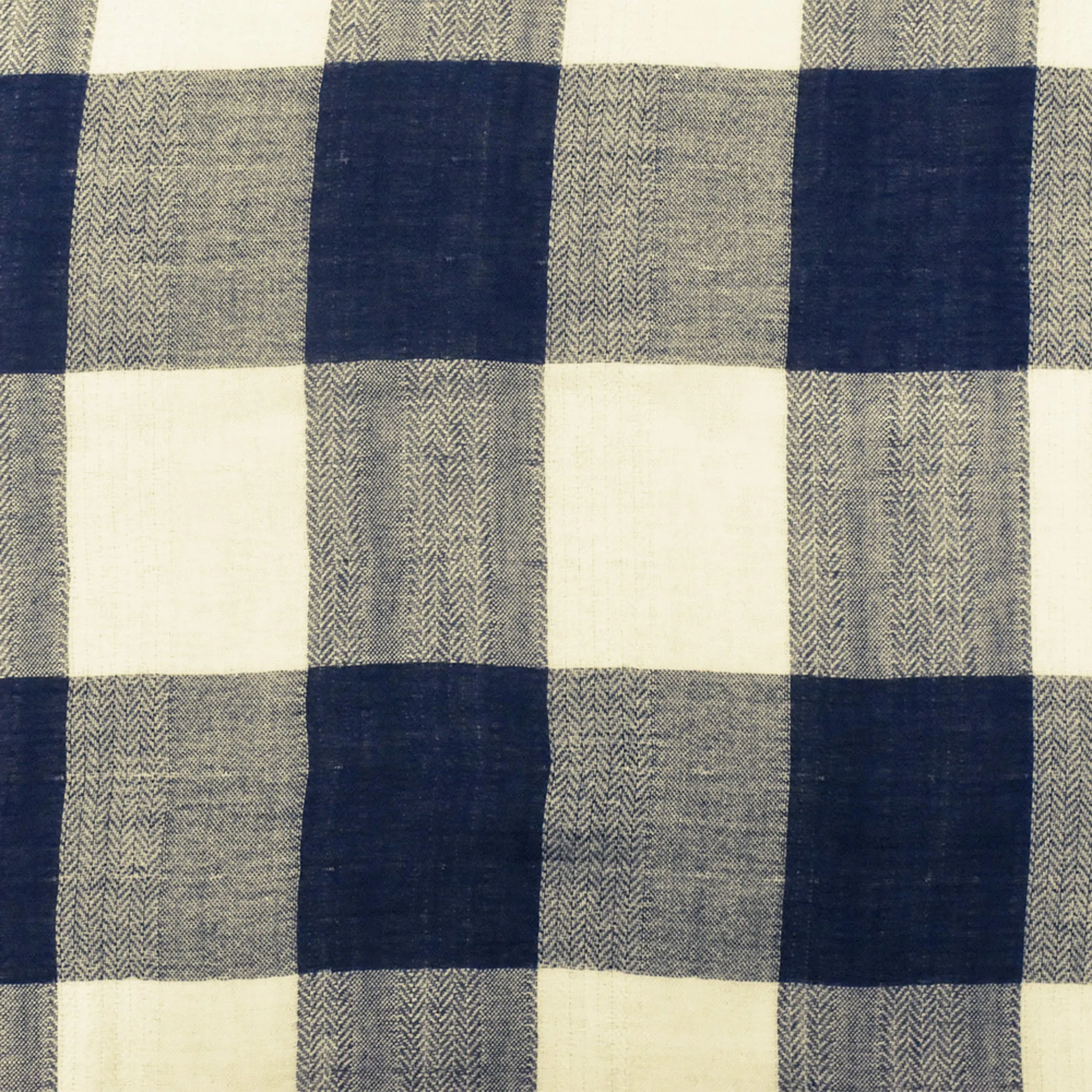 Navy-Ivory Famous Maker Cotton Check Double Weave Fabric