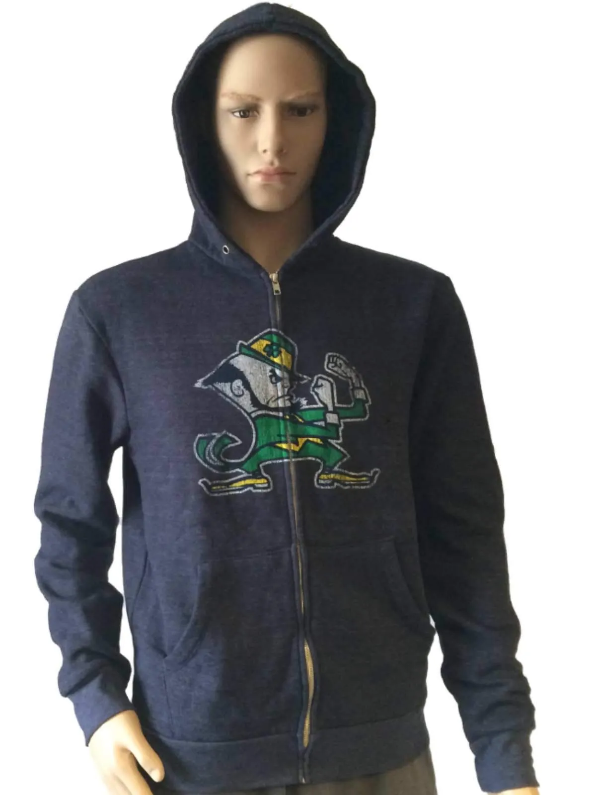 Notre Dame Fighting Irish Retro Brand Navy TriBlend Zip Up Hoodie Jacket