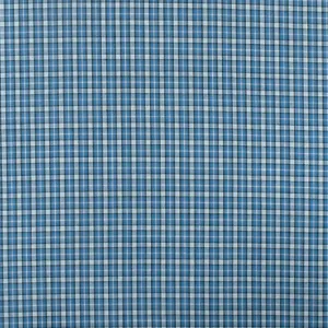 Ocean Blue-White-Multi Plaid Cotton Polyester Madras Woven Fabric