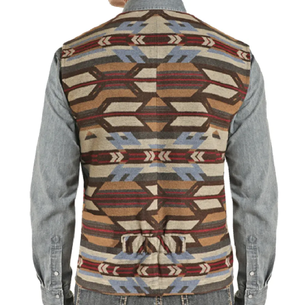 Powder River Outfitters Men's Arrow Serape Wool Brown Vest DT98C01464