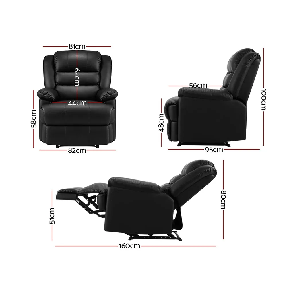 PU Leather Recliner Armchair Reclining Sofa Chair Lazy Boy Style Seat