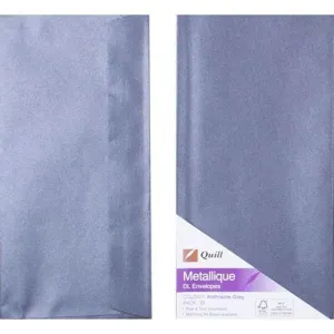 Quill Dl Metallique Envelopes Anthracite Pack 10