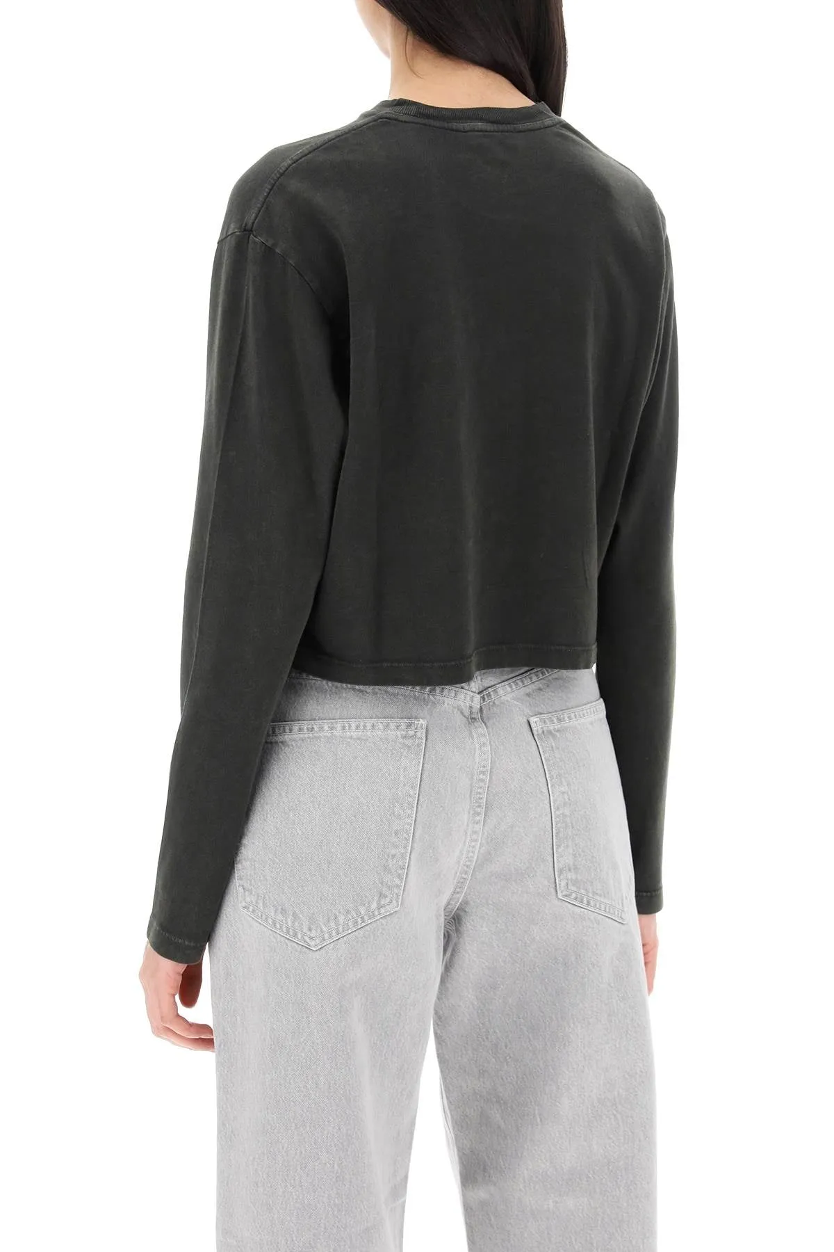 "cropped long-sleeved mason t