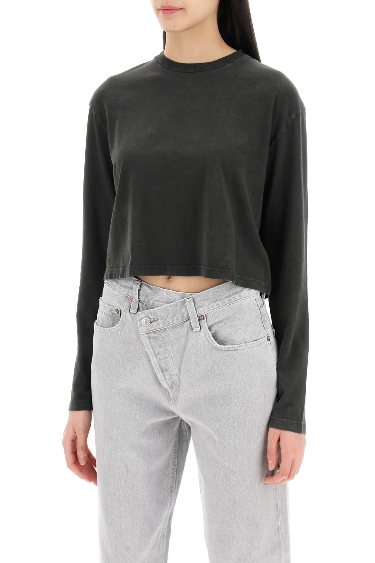 "cropped long-sleeved mason t