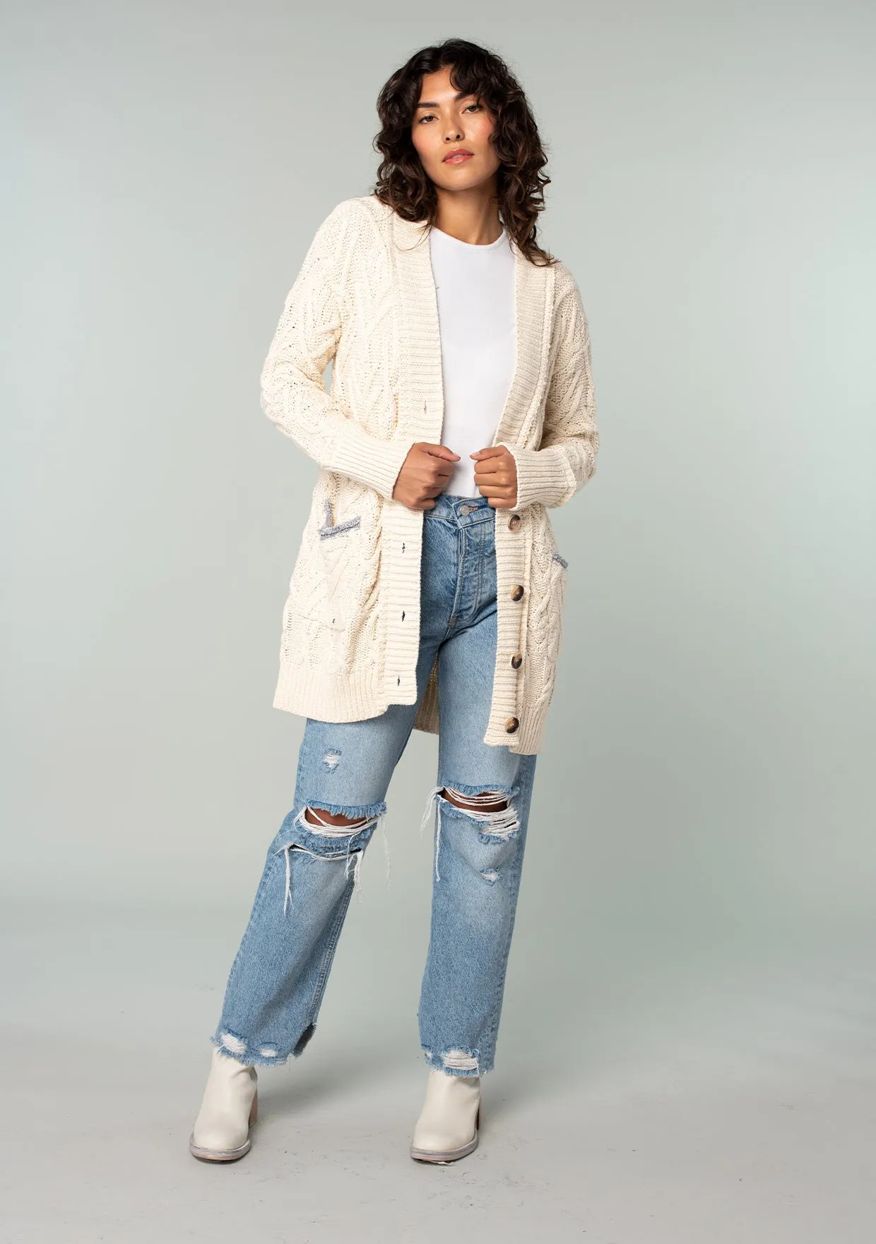 Sandpiper Cable Knit Cardigan