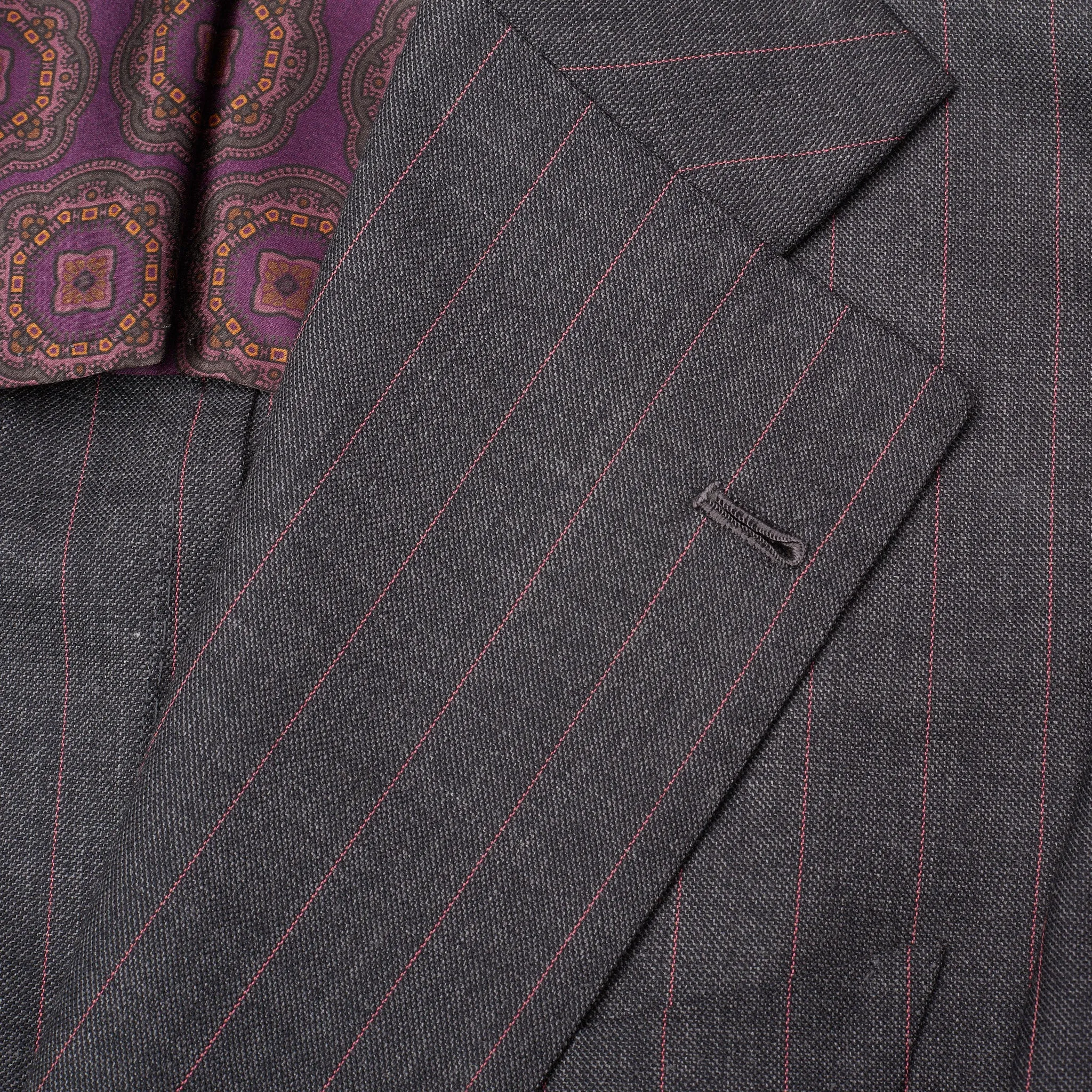 Sartoria CHIAIA Bespoke Handmade Bespoke Gray Striped Wool Suit EU 50 NEW US 40