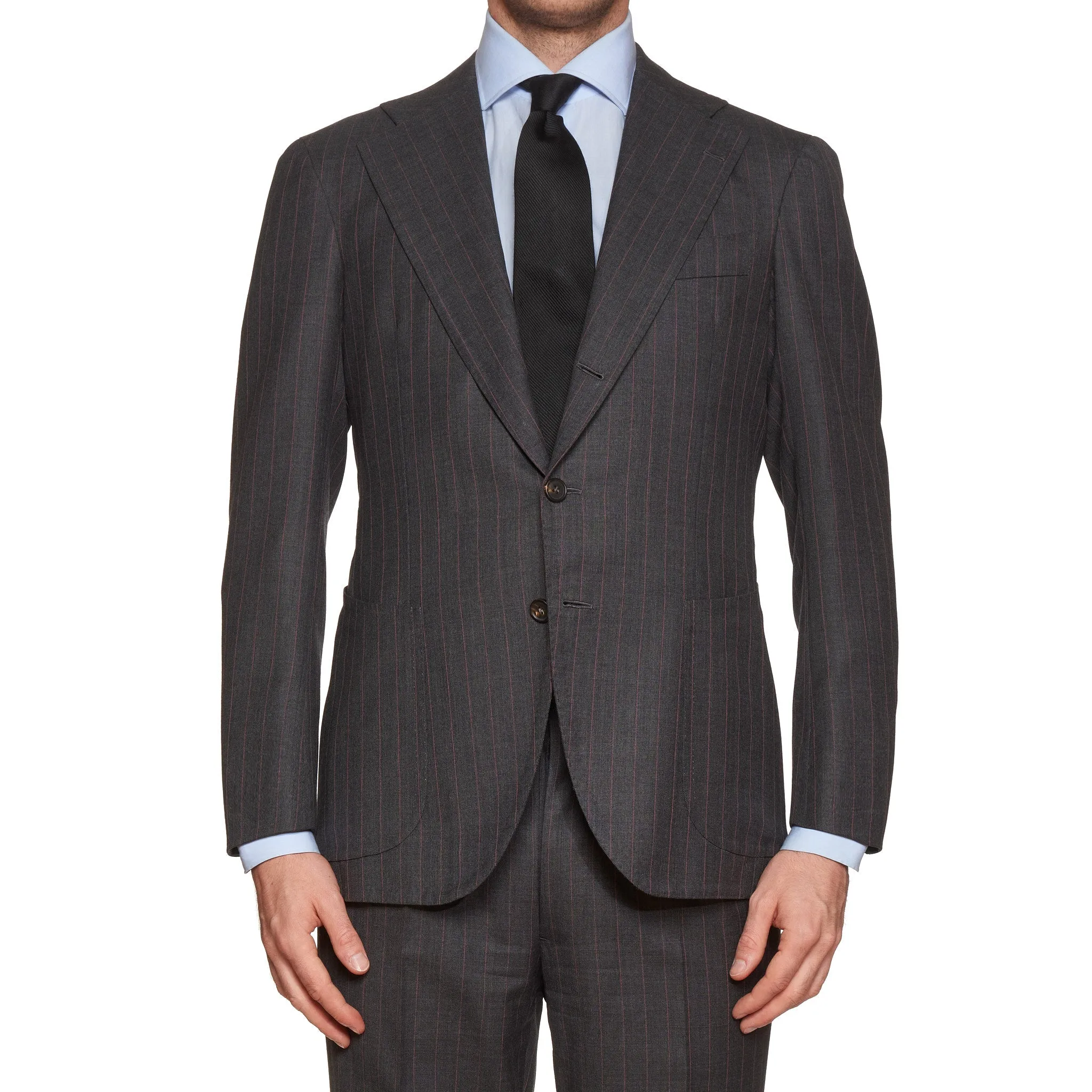 Sartoria CHIAIA Bespoke Handmade Bespoke Gray Striped Wool Suit EU 50 NEW US 40