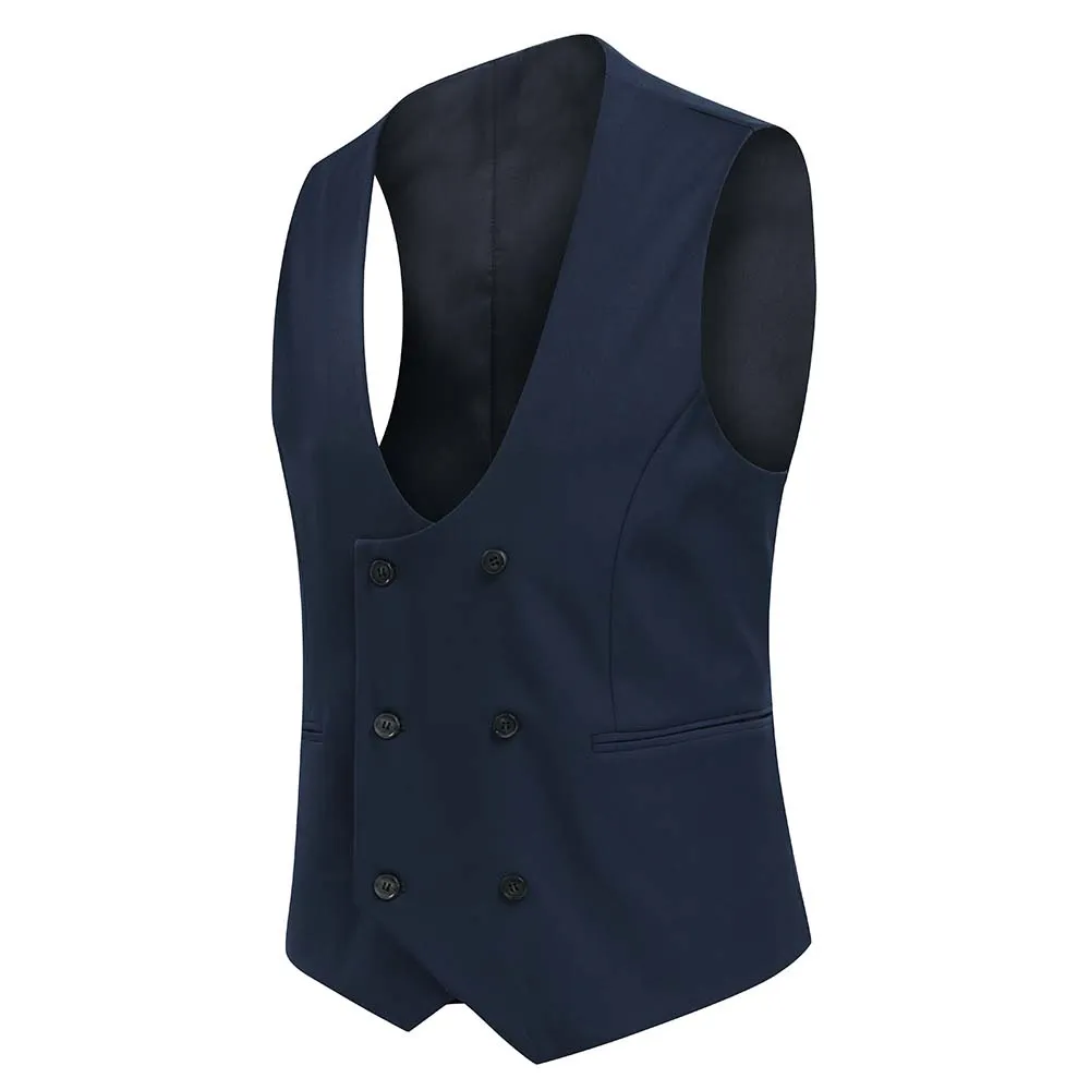 Slim Fit Double Breasted Navy Vest