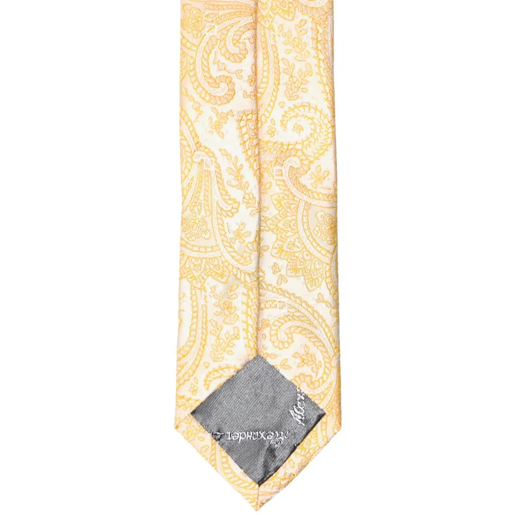 Soft Yellow Clara Paisley Slim Necktie, 2.5" Width