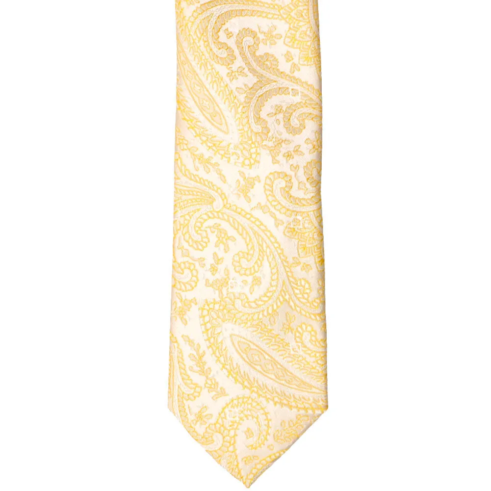 Soft Yellow Clara Paisley Slim Necktie, 2.5" Width