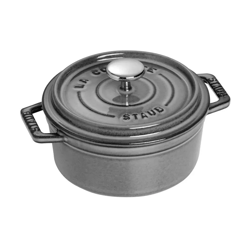 Staub 1004045 Cast Iron 0.5-qt Round Dutch Oven, Graphite Grey