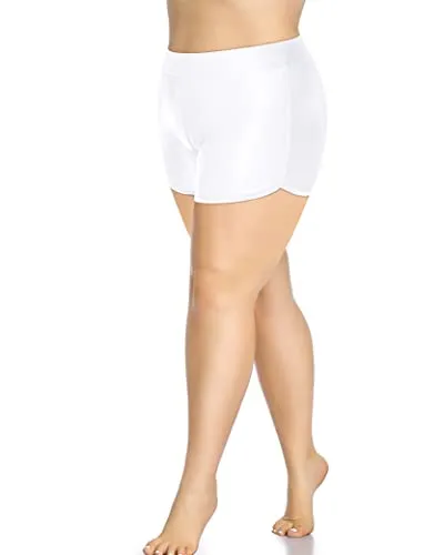 Stretchy Swim Board Shorts For Plus Size Women-White