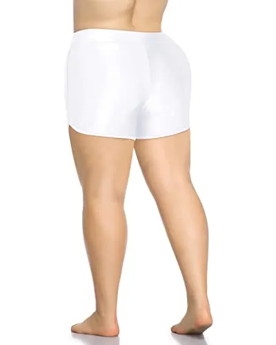 Stretchy Swim Board Shorts For Plus Size Women-White