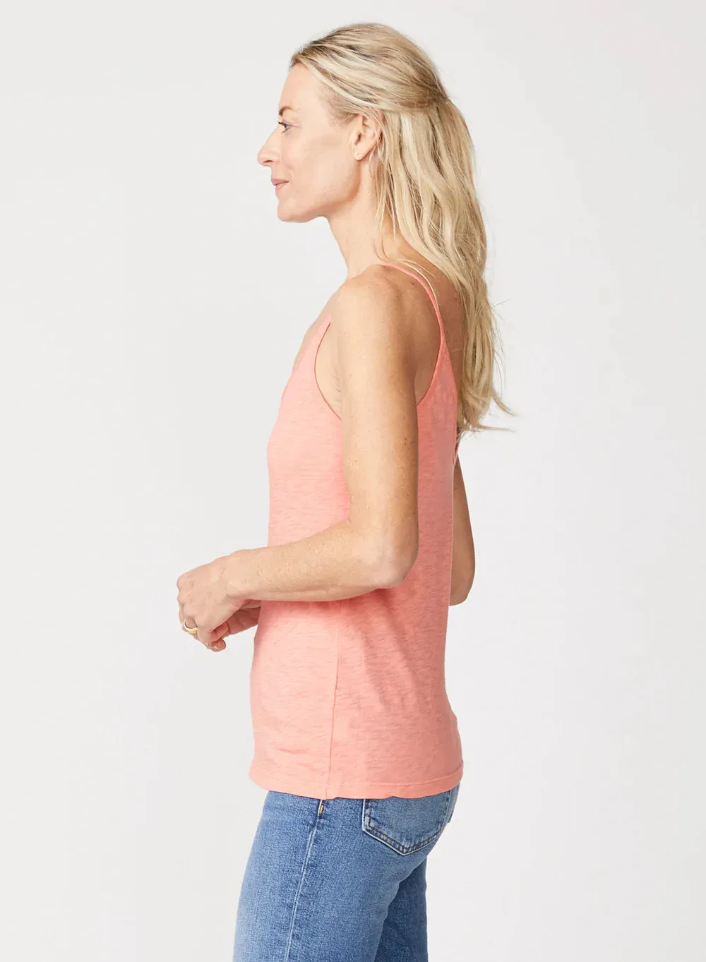 Supima Slub Jersey V Neck Tank - Punch