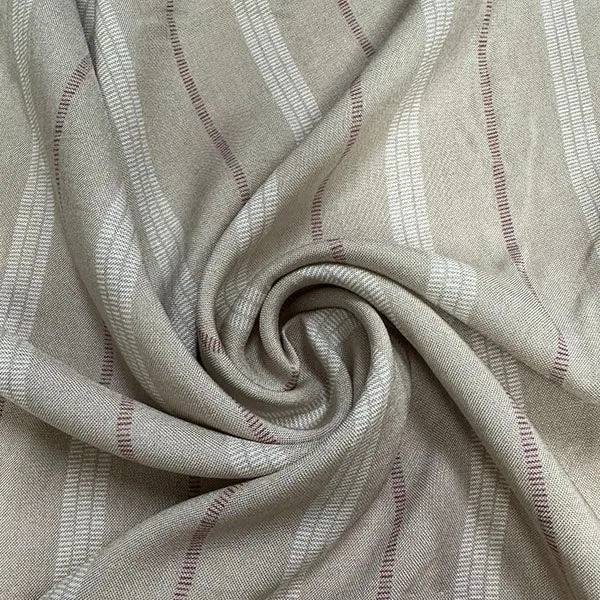 Tan Stripe Print Rayon Challis Fabric