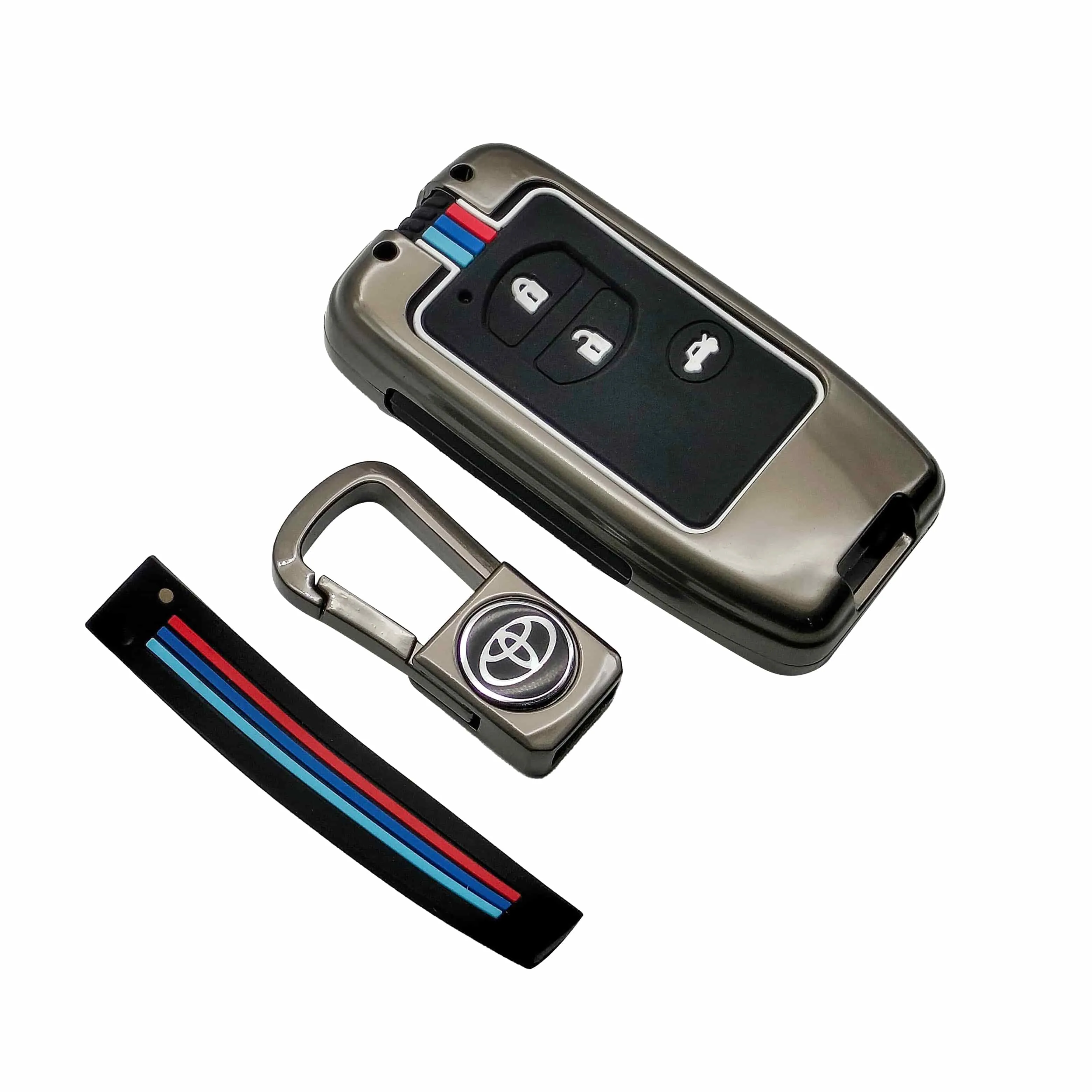 Toyota Prado Key Cover With Metal Shell 3 Buttons - Model 2009-2022