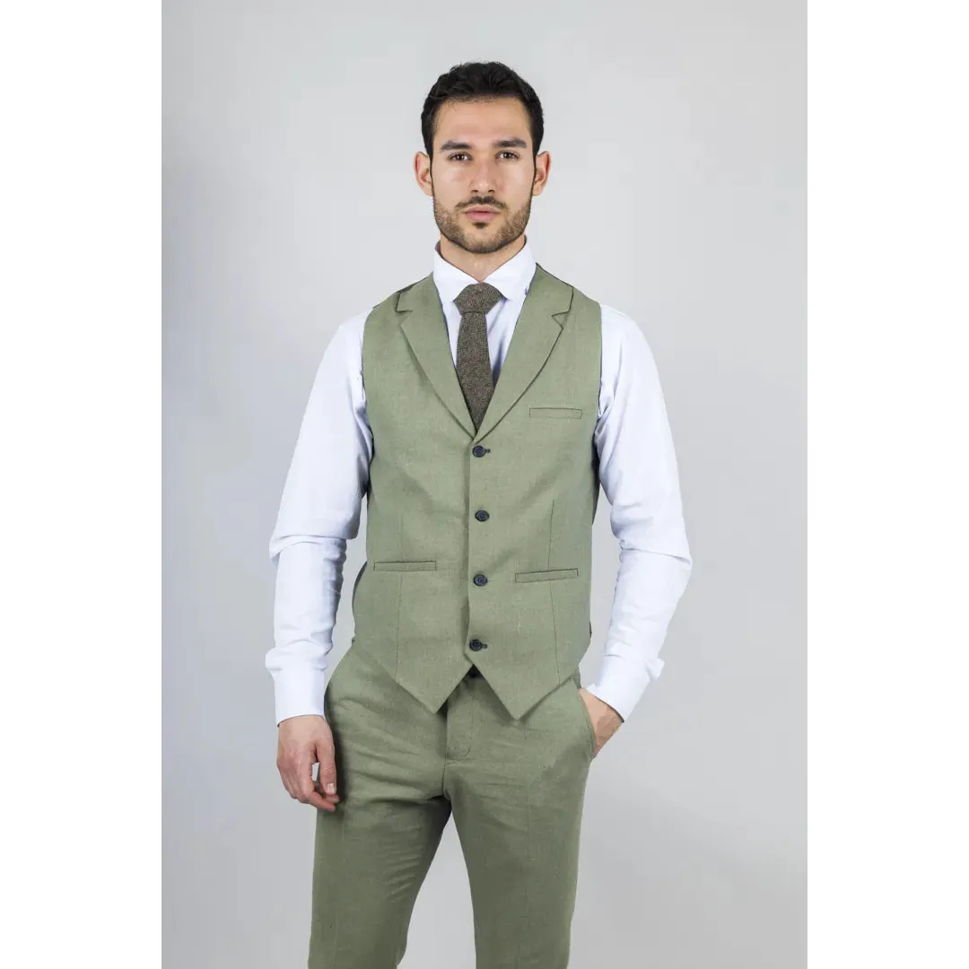 TP-22 - Men's Sage 3 Piece Linen Summer Wedding Suit